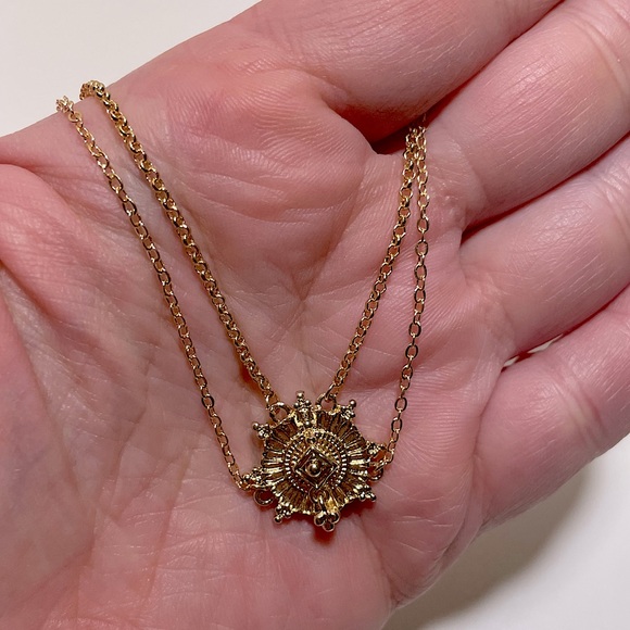 SPORTSGIRL | Gold tone mystic sunburst dual layer necklace | NWT - Picture 3 of 8